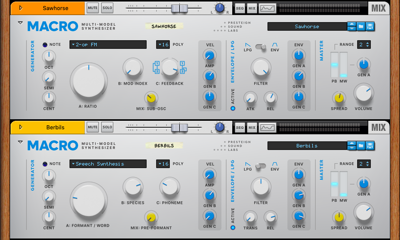 Frontal del sintetizador Macro